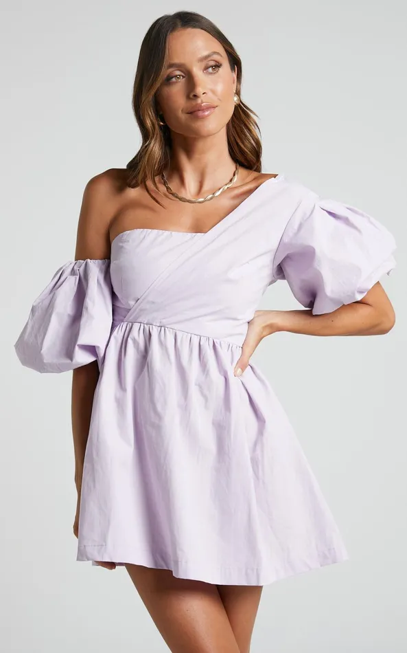 Showpo Sula Mini Dress 8211 Asymmetric Off One Shoulder Puff Sleeve Dress In Lilac Women Curve Clothes Showpo Sula Mini Dress 8211 Asymmetric Off One Shoulder Puff Sleeve Dress In Lilac Women Curve Clothes