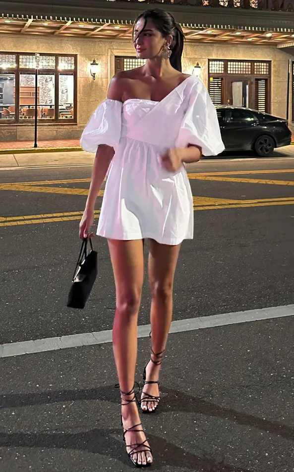 Showpo Sula Mini Dress 8211 Asymmetric Off One Shoulder Puff Sleeve Dress In White Women Curve Clothes Showpo Sula Mini Dress 8211 Asymmetric Off One Shoulder Puff Sleeve Dress In White Women Curve Clothes