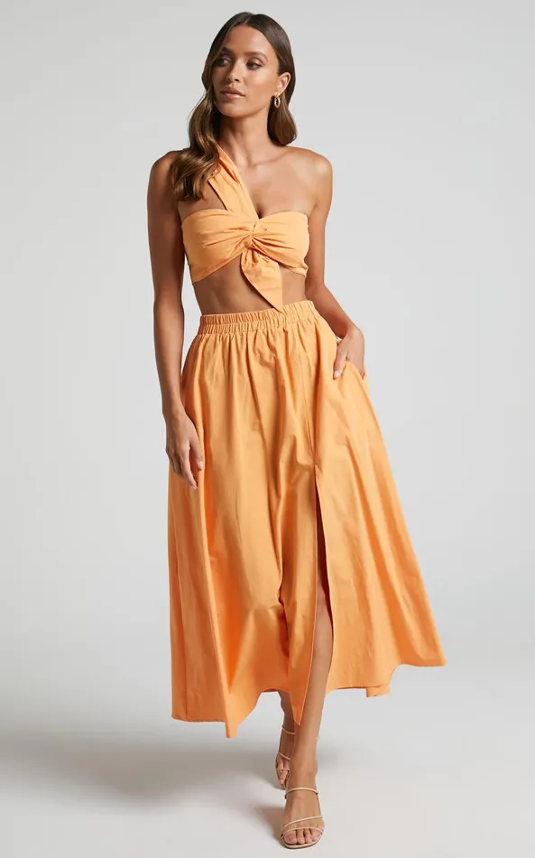 Showpo Sula Two Piece Set 8211 One Shoulder Bralette Crop Top And Midi Skirt Set In Sherbet Orange Women Curve Clothes Showpo Sula Two Piece Set 8211 One Shoulder Bralette Crop Top And Midi Skirt Set In Sherbet Orange Women Curve Clothes