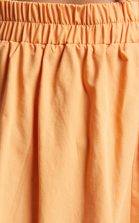 Showpo Sula Two Piece Set 8211 One Shoulder Bralette Crop Top And Midi Skirt Set In Sherbet Orange Women Curve Clothes