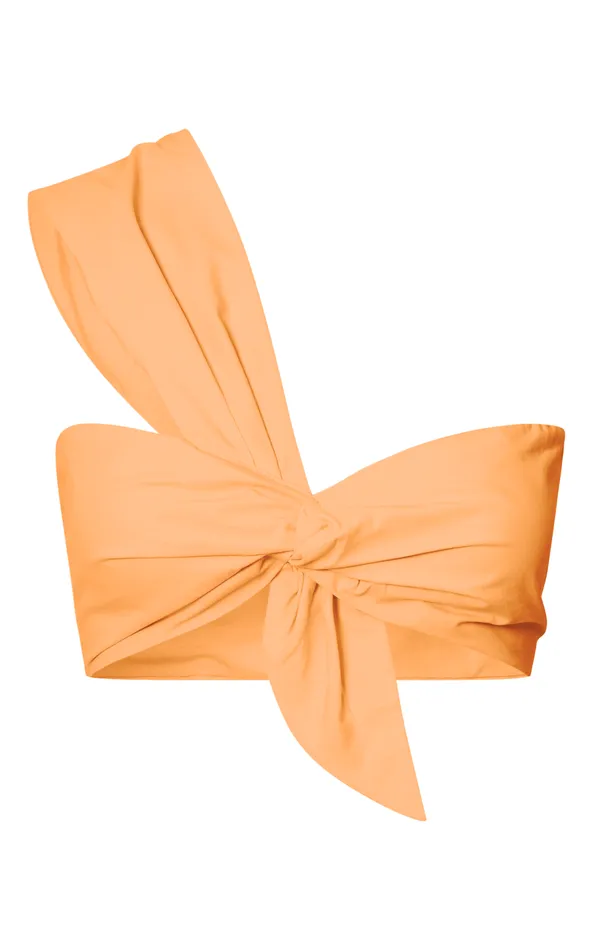 Showpo Sula Two Piece Set 8211 One Shoulder Bralette Crop Top And Midi Skirt Set In Sherbet Orange Women Curve Clothes