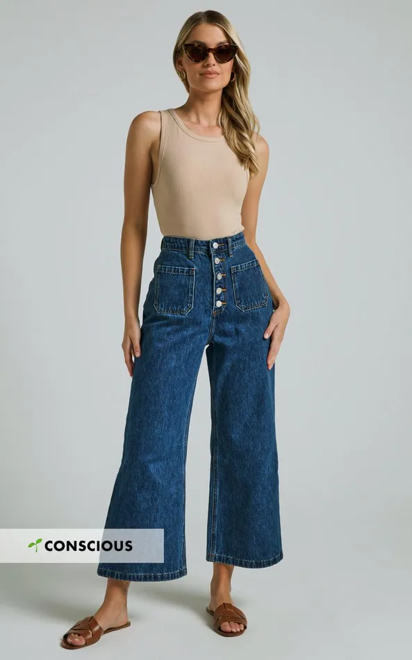 Showpo Sullivan Jeans 8211 Denim High Waisted Wide Leg In Dark Wash Women Denim Showpo Sullivan Jeans 8211 Denim High Waisted Wide Leg In Dark Wash Women Denim