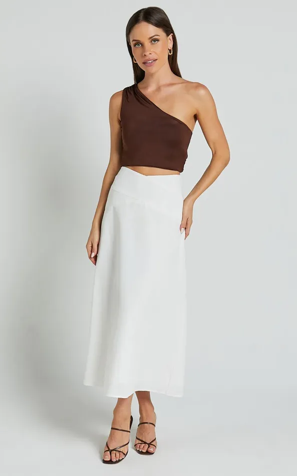 Showpo Sundry Midi Skirt 8211 Linen Look High Waisted Cross Front Detail Skirt In Off White Women Skirts Showpo Sundry Midi Skirt 8211 Linen Look High Waisted Cross Front Detail Skirt In Off White Women Skirts