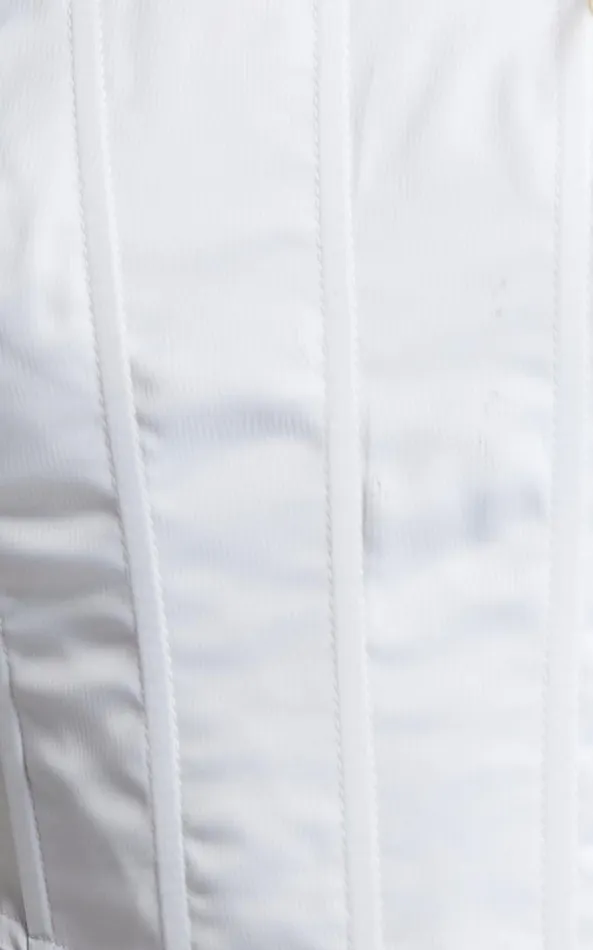Showpo Sweet Disguise Top 8211 Shoulder Tie Corset Top In White Women Curve Clothes