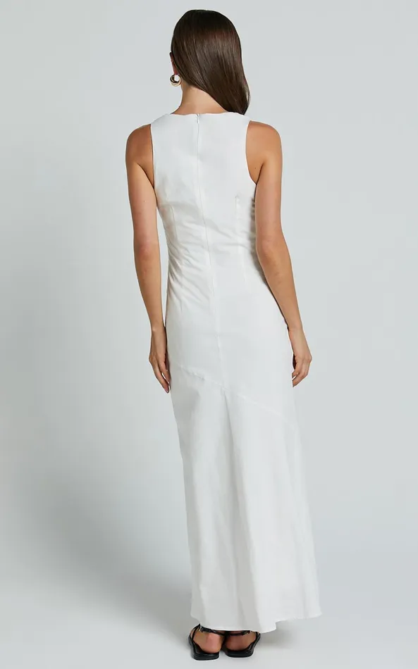 Showpo Sylvie Midi Dress 8211 High Neck Flare Dress In White Women Dresses