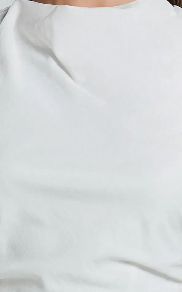 Showpo Sylvie Midi Dress 8211 High Neck Flare Dress In White Women Dresses