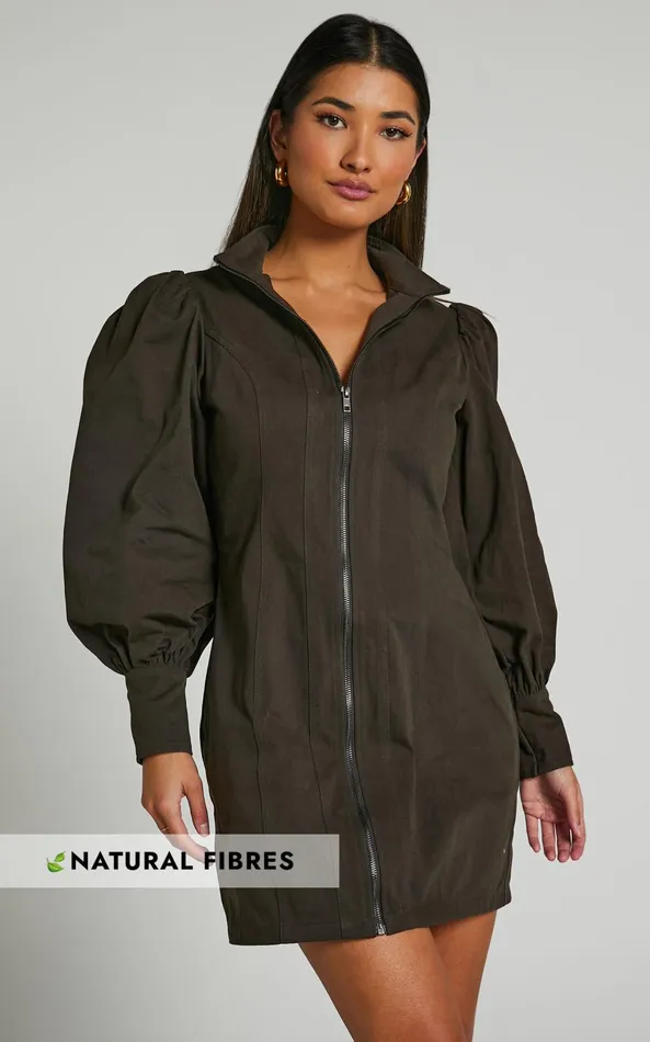 Showpo Tallis Mini Dress 8211 Sleeve Zip Front Dress In Dark Charcoal Women Curve Clothes Showpo Tallis Mini Dress 8211 Sleeve Zip Front Dress In Dark Charcoal Women Curve Clothes