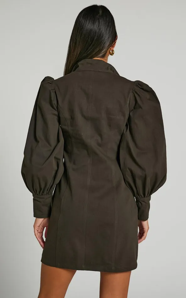 Showpo Tallis Mini Dress 8211 Sleeve Zip Front Dress In Dark Charcoal Women Curve Clothes