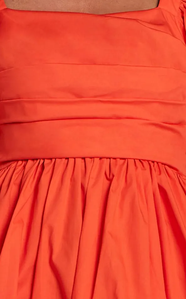 Showpo Tamara Mini Dress 8211 Short Puff Sleeve Ruched Dress In Orange Women Dresses