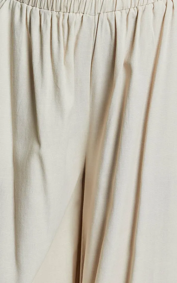 Showpo Tamara Pants 8211 High Elasticated Waist Wide Leg Pants In Natural Women Pants