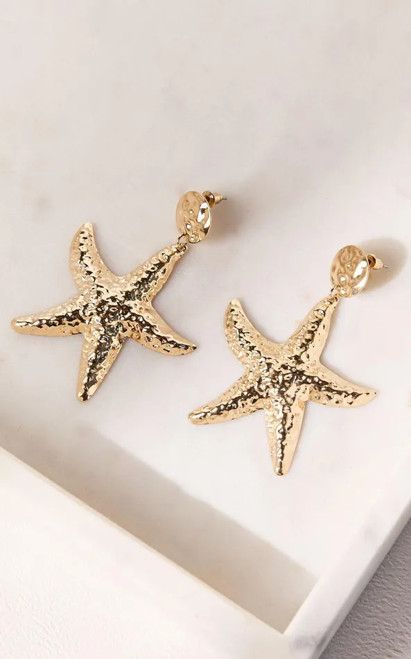 Showpo Tara Earrings 8211 Large Star Drop Statement Earrings In Gold Women Earrings