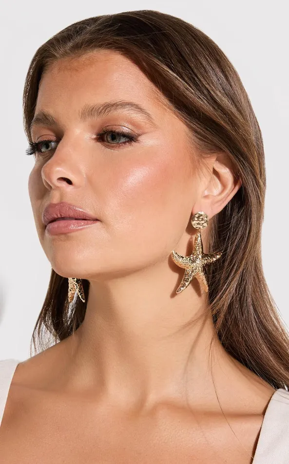 Showpo Tara Earrings 8211 Large Star Drop Statement Earrings In Gold Women Earrings