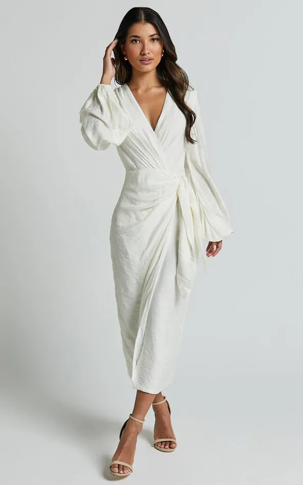 Showpo Taylor Midi Dress 8211 Long Sleeve Wrap Dress In White Women Curve Clothes Showpo Taylor Midi Dress 8211 Long Sleeve Wrap Dress In White Women Curve Clothes