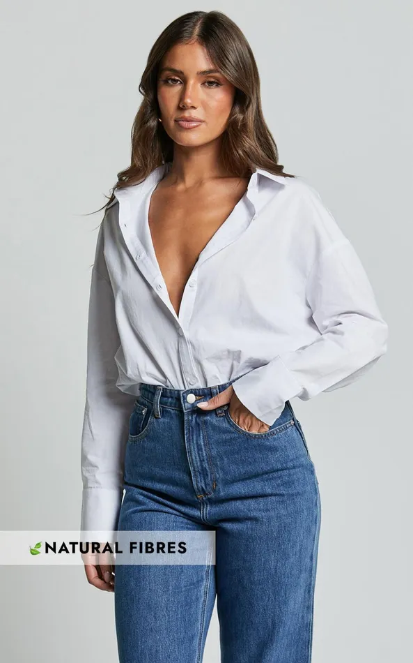 Showpo Terah Button Up Shirt In White Women Curve Clothes