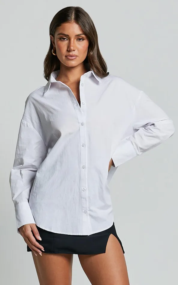 Showpo Terah Button Up Shirt In White Women Curve Clothes