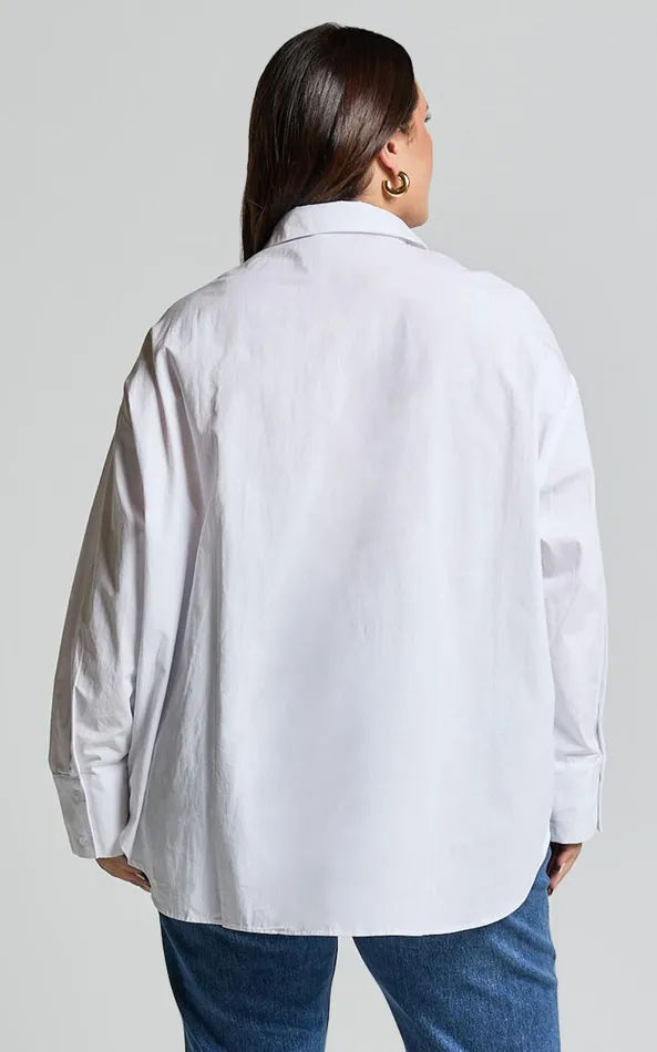 Showpo Terah Button Up Shirt In White Women Curve Clothes