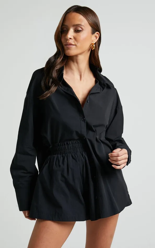 Showpo Terah Shirt 8211 Button Up Shirt In Black Women Tops
