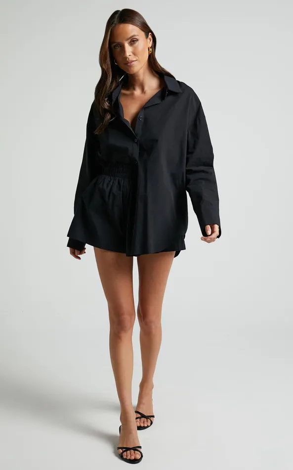 Showpo Terah Shirt 8211 Button Up Shirt In Black Women Tops