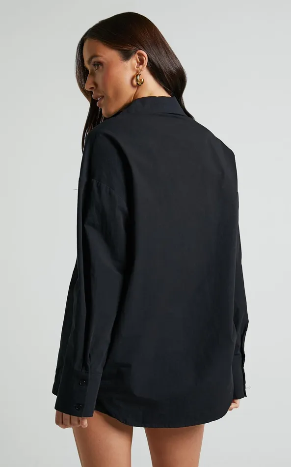 Showpo Terah Shirt 8211 Button Up Shirt In Black Women Tops