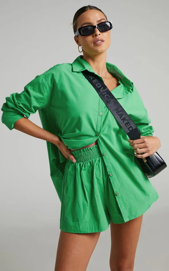 Showpo Terah Shirt 8211 Button Up Shirt In Green Women Curve Clothes