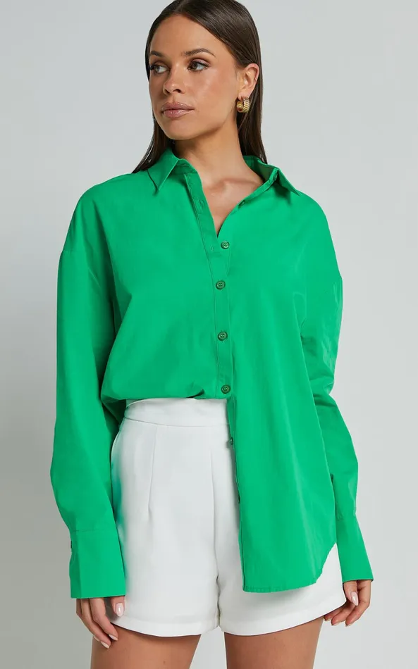 Showpo Terah Shirt 8211 Button Up Shirt In Green Women Curve Clothes