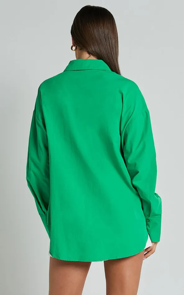 Showpo Terah Shirt 8211 Button Up Shirt In Green Women Curve Clothes