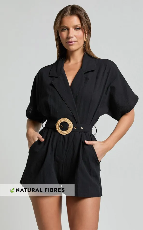 Showpo Thaisa Playsuit 8211 Short Sleeve Collared Belted Playsuit In Black Women Curve Clothes Showpo Thaisa Playsuit 8211 Short Sleeve Collared Belted Playsuit In Black Women Curve Clothes