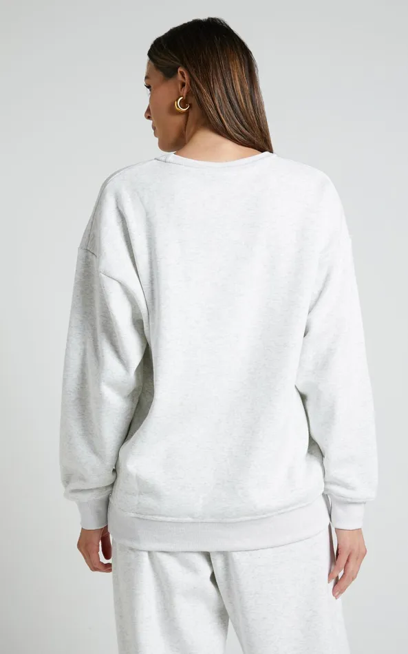 Showpo The Hunger Project X Showpo 8211 THP Crew Neck Sweatshirt In White Marle Women Curve Clothes