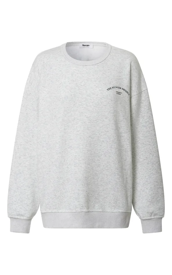Showpo The Hunger Project X Showpo 8211 THP Crew Neck Sweatshirt In White Marle Women Curve Clothes