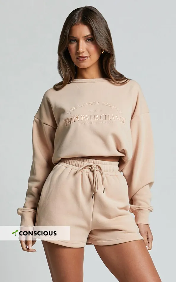Showpo The Hunger Project X Showpo 8211 THP Shorts In Beige Women Curve Clothes Showpo The Hunger Project X Showpo 8211 THP Shorts In Beige Women Curve Clothes
