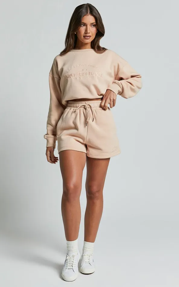 Showpo The Hunger Project X Showpo 8211 THP Shorts In Beige Women Curve Clothes