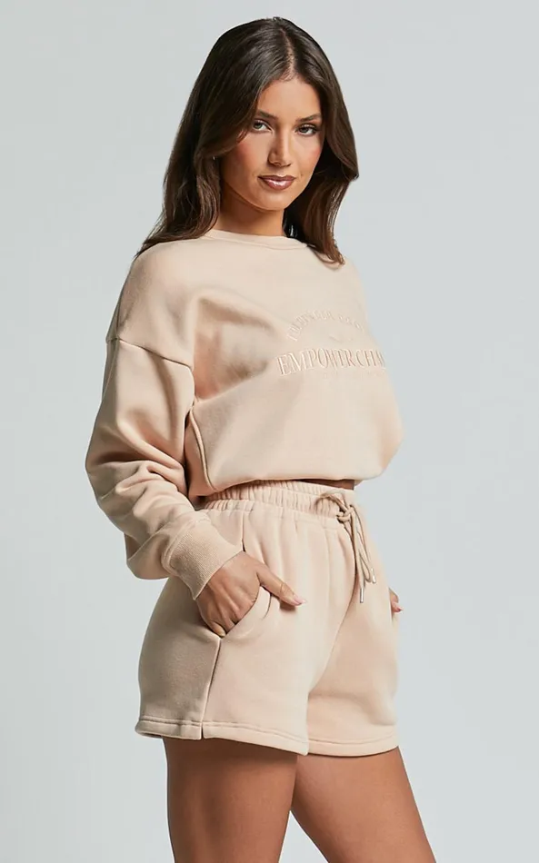 Showpo The Hunger Project X Showpo 8211 THP Shorts In Beige Women Curve Clothes