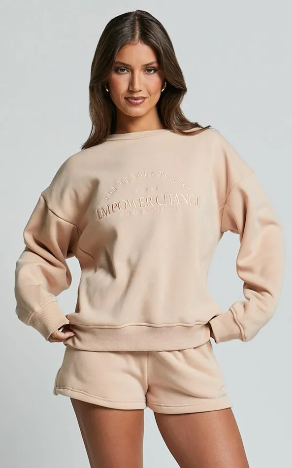 Showpo The Hunger Project X Showpo 8211 THP Sweatshirt In Beige Women Curve Clothes