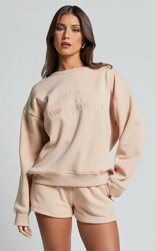 Showpo The Hunger Project X Showpo 8211 THP Sweatshirt In Beige Women Curve Clothes