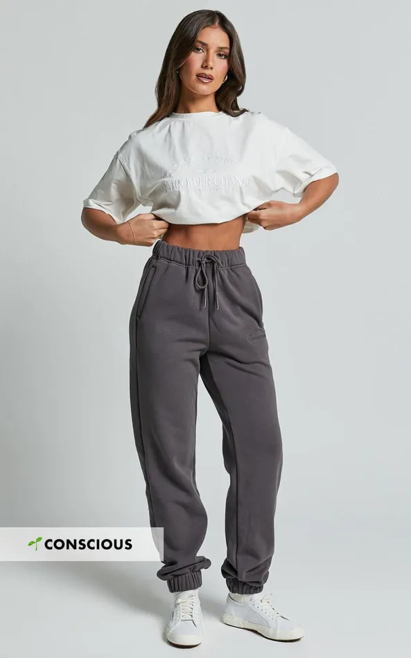 Showpo The Hunger Project X Showpo 8211 THP Track Pants In Grey Women Curve Clothes Showpo The Hunger Project X Showpo 8211 THP Track Pants In Grey Women Curve Clothes