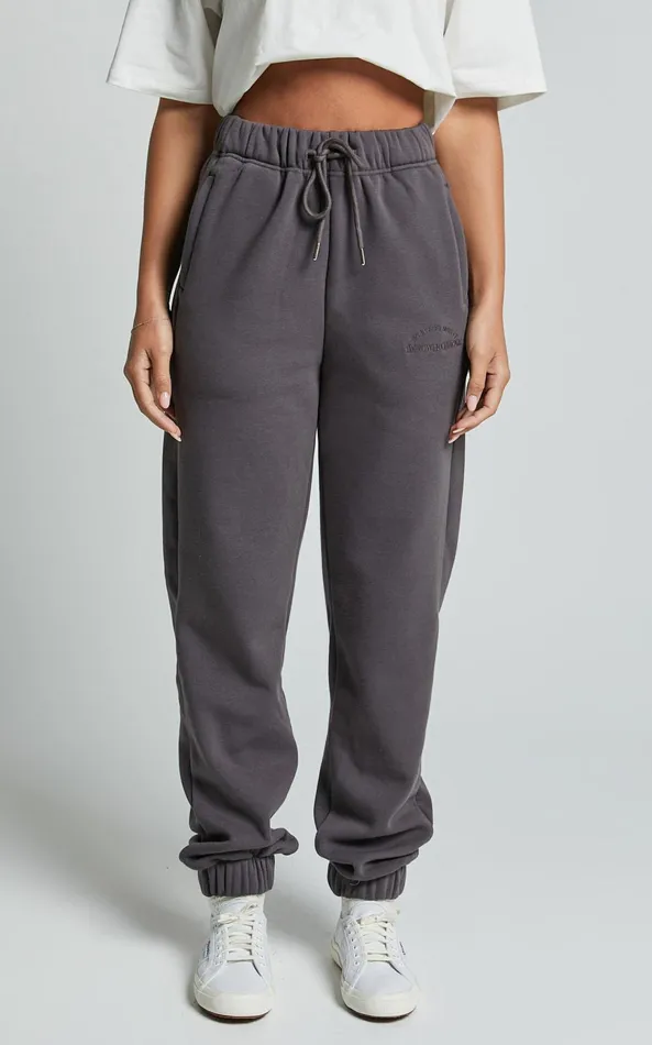 Showpo The Hunger Project X Showpo 8211 THP Track Pants In Grey Women Curve Clothes