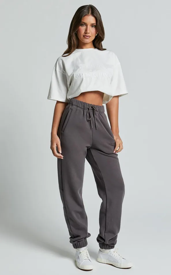 Showpo The Hunger Project X Showpo 8211 THP Track Pants In Grey Women Curve Clothes