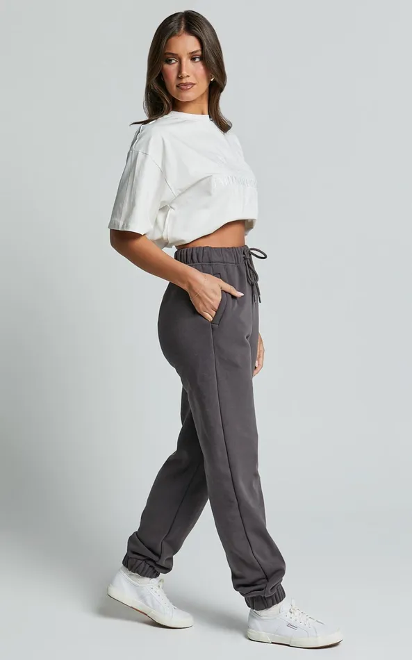 Showpo The Hunger Project X Showpo 8211 THP Track Pants In Grey Women Curve Clothes