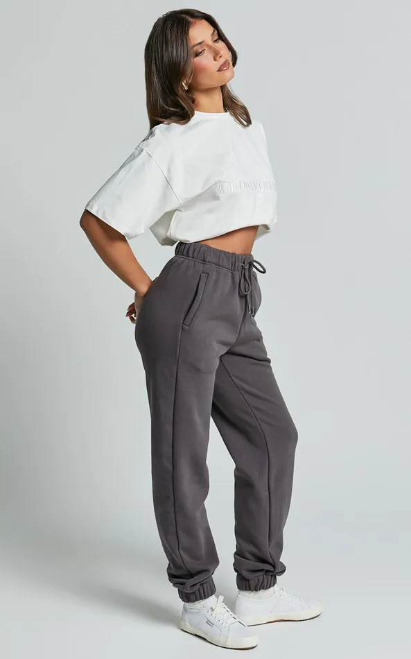 Showpo The Hunger Project X Showpo 8211 THP Track Pants In Grey Women Curve Clothes