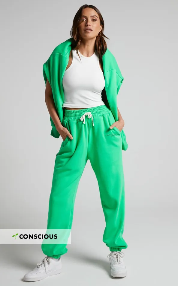 Showpo The Hunger Project X Showpo Mid Waisted Sweatpants In Green Women Pants Showpo The Hunger Project X Showpo Mid Waisted Sweatpants In Green Women Pants