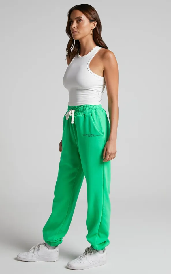 Showpo The Hunger Project X Showpo Mid Waisted Sweatpants In Green Women Pants