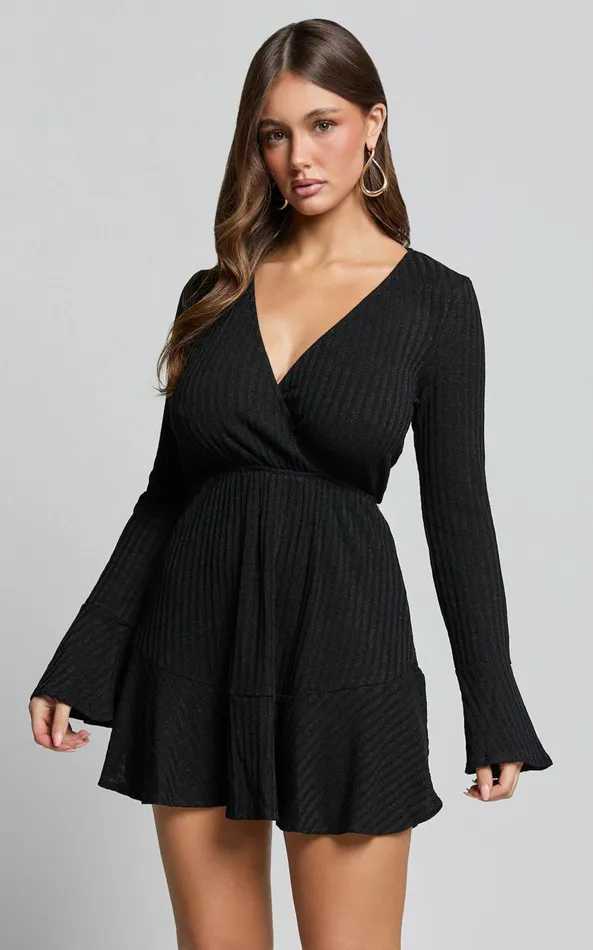 Showpo The Next Step VNeck Mini Dress In Black Women Curve Clothes