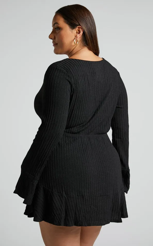 Showpo The Next Step VNeck Mini Dress In Black Women Curve Clothes