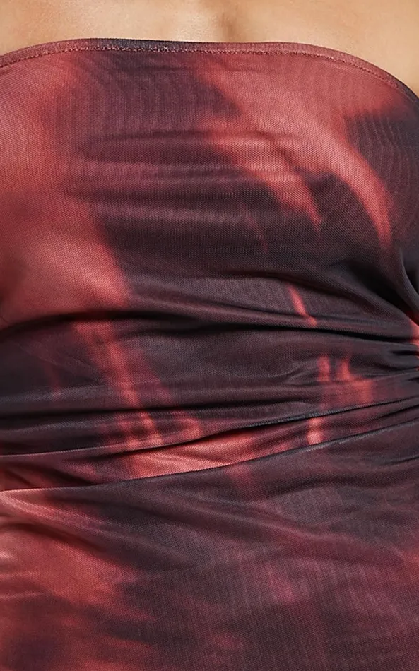 Showpo Tianna Top 8211 Strapless Sheer Mesh Top In Red Blur Women Tops