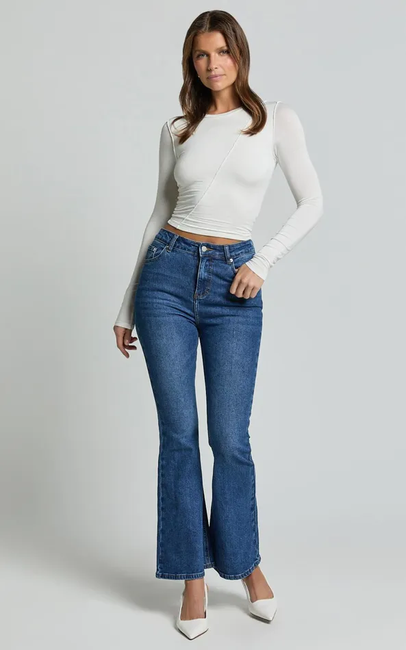 Showpo Tilda Jeans 8211 High Waist Flare Denim Jeans In Dark Blue Wash Women Denim Showpo Tilda Jeans 8211 High Waist Flare Denim Jeans In Dark Blue Wash Women Denim