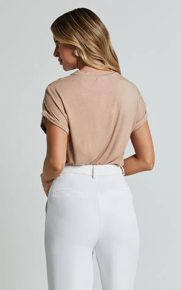 Showpo Tinaya Top 8211 Raglan Shell Top In Sand Women Curve Clothes