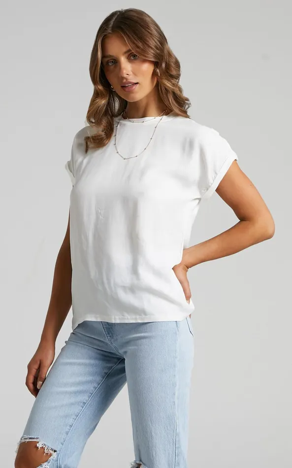 Showpo Tinaya Top 8211 Raglan Shell Top In White Women Curve Clothes