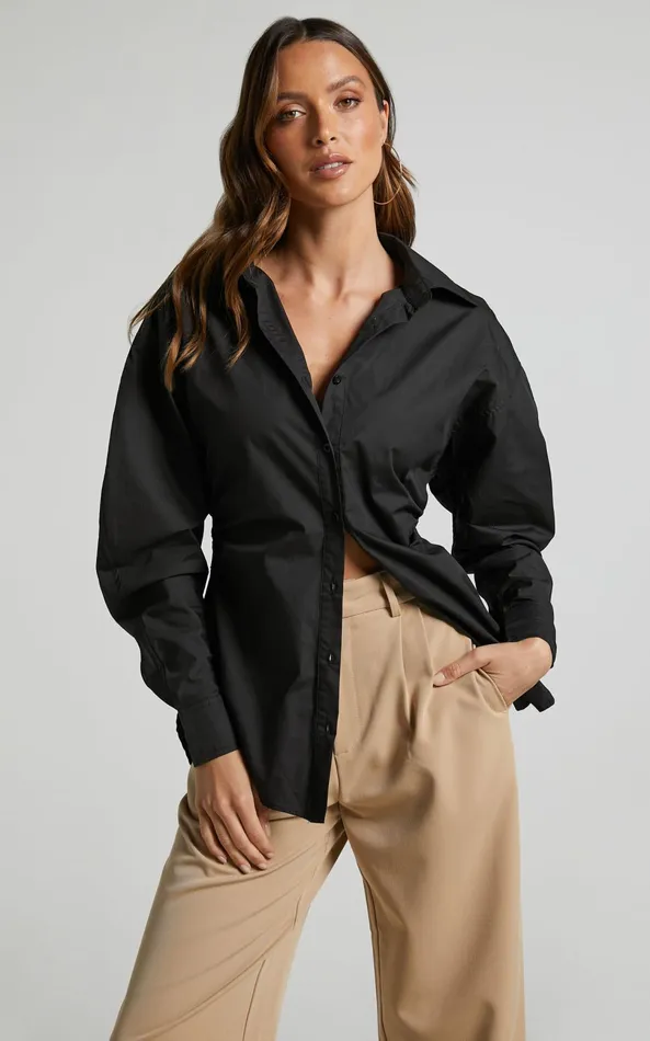Showpo Tiva Shirt 8211 Long Sleeve Fitted Button Up Shirt In Black Women Tops Showpo Tiva Shirt 8211 Long Sleeve Fitted Button Up Shirt In Black Women Tops