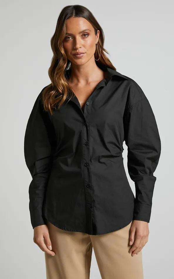 Showpo Tiva Shirt 8211 Long Sleeve Fitted Button Up Shirt In Black Women Tops Showpo Tiva Shirt 8211 Long Sleeve Fitted Button Up Shirt In Black Women Tops