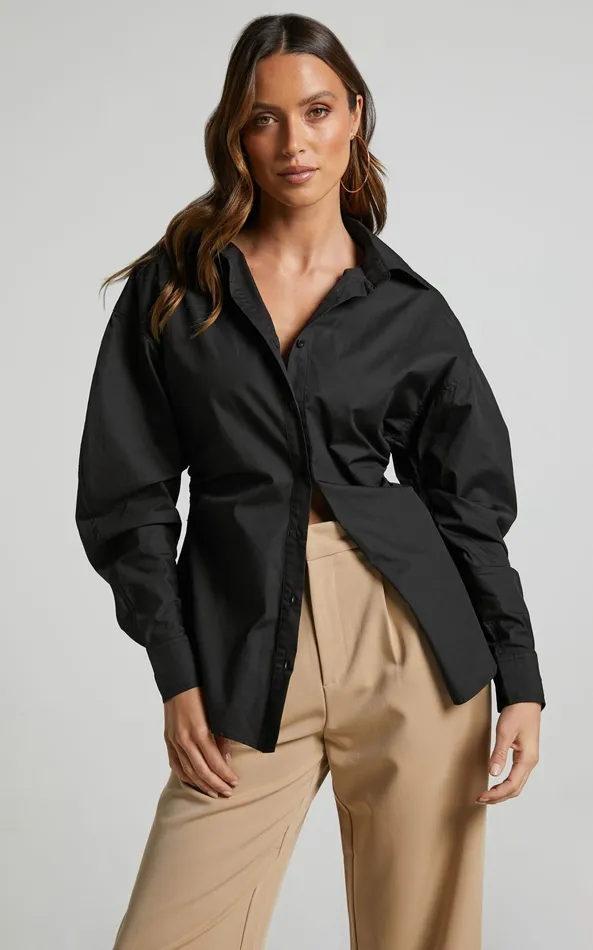 Showpo Tiva Shirt 8211 Long Sleeve Fitted Button Up Shirt In Black Women Tops Showpo Tiva Shirt 8211 Long Sleeve Fitted Button Up Shirt In Black Women Tops